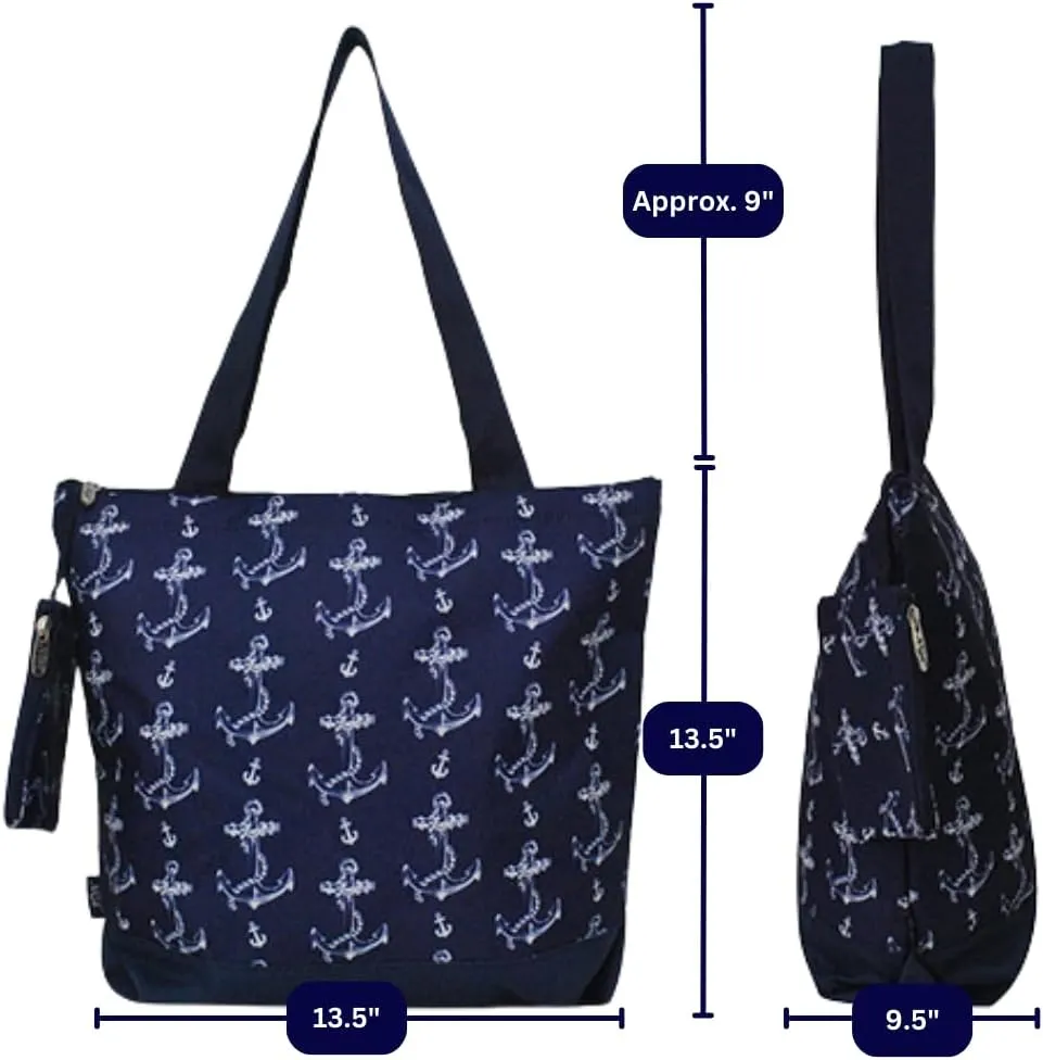 NGIL Medium Top Zipper Closure Canvas Tote Bag with Attached Matching Coin Purse For Moms and Nurses