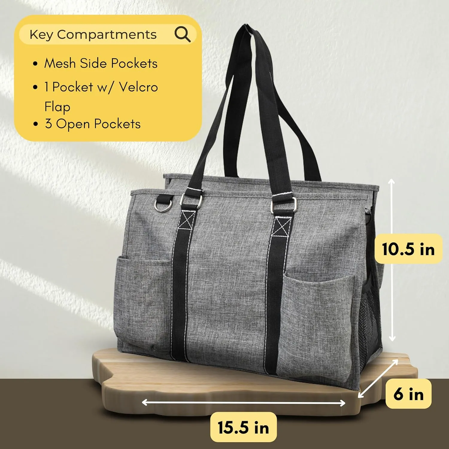 NGIL Utility Water Resistant Tote Bag, Top Zipper Closure, Perfect Gifts for Working Women, Nurses, Gym bag