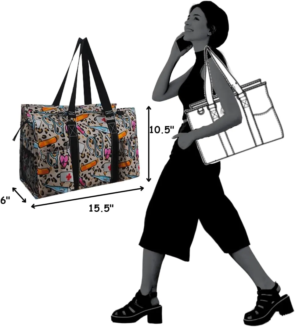 NGIL Utility Water Resistant Tote Bag, Top Zipper Closure, Perfect Gifts for Working Women, Nurses, Gym bag