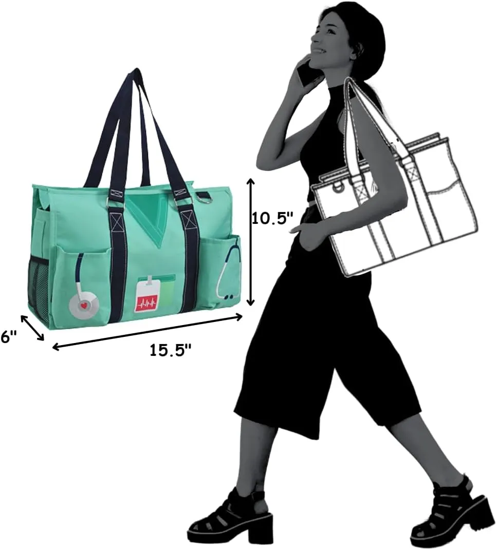 NGIL Utility Water Resistant Tote Bag, Top Zipper Closure, Perfect Gifts for Working Women, Nurses, Gym bag