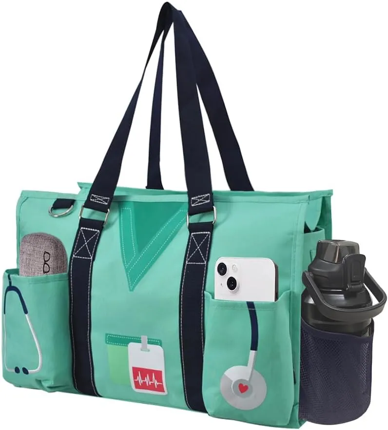 NGIL Utility Water Resistant Tote Bag, Top Zipper Closure, Perfect Gifts for Working Women, Nurses, Gym bag