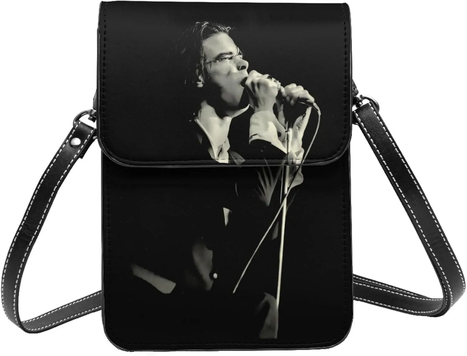 Nick Rock Cave and The Bad Music Seeds Small Cell Phone Purse For Women PU leather Crossbody Bag Classic Shoulder Bags Wallet For Adults Adjustable Strap Purses