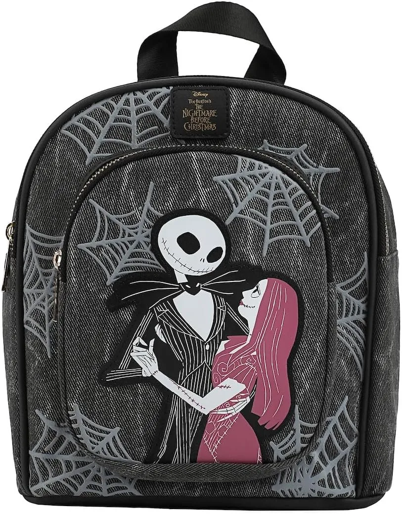 Nightmare Before Christmas Jack & Sally 9.6" Gray Mini Backpack