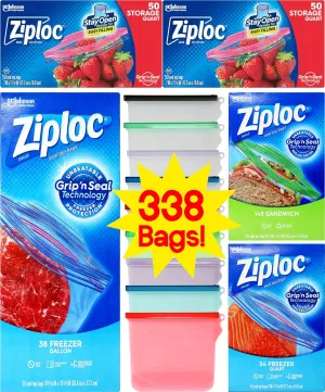 Niro Assortment Storage Bags - 5-Pack Variety Kit: 54 Quart, 38 Gallon, 100 Quart, 145 Sandwich & 1 Reusable Silicone Bag - 388 Total