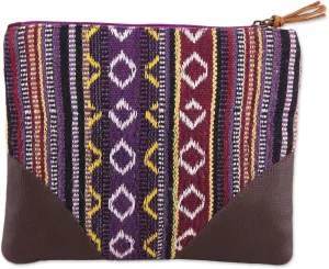 NOVICA Artisan Handmade Cotton Cosmetic Bag Versatile Striped Purse from India Handbags Multicolor Patterned Geometric ' Delhi Desire'