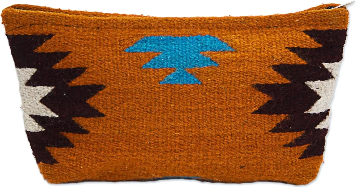 NOVICA Artisan Handmade Zapotec Wool Clutch Handbag Sunrise from Mexico Handbags Orange Clutches Patterned Geometric Woven ' Autumn Sunrise'