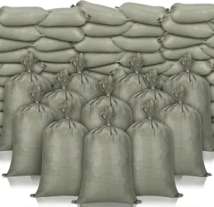 Nuenen 300 Pieces Heavy Duty Sand Bags with Ties Empty Woven Polypropylene Sand Bags Bulk for Hurricane Flooding, Sand Bags Flood Protection, Store Bags, 14" x 26"
