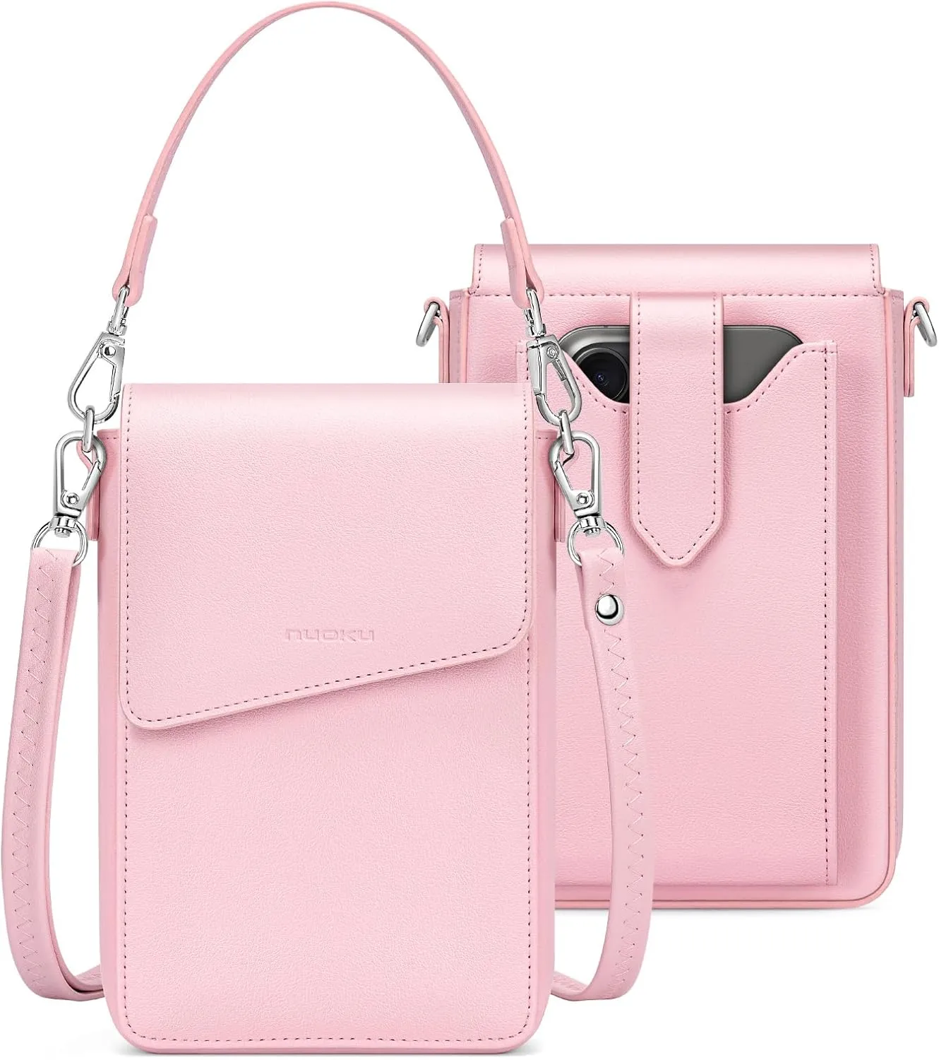 nuoku Small Crossbody Wallet Purse for Women with Phone Pocket, Small Crossbody Phone Bag with 2 Straps