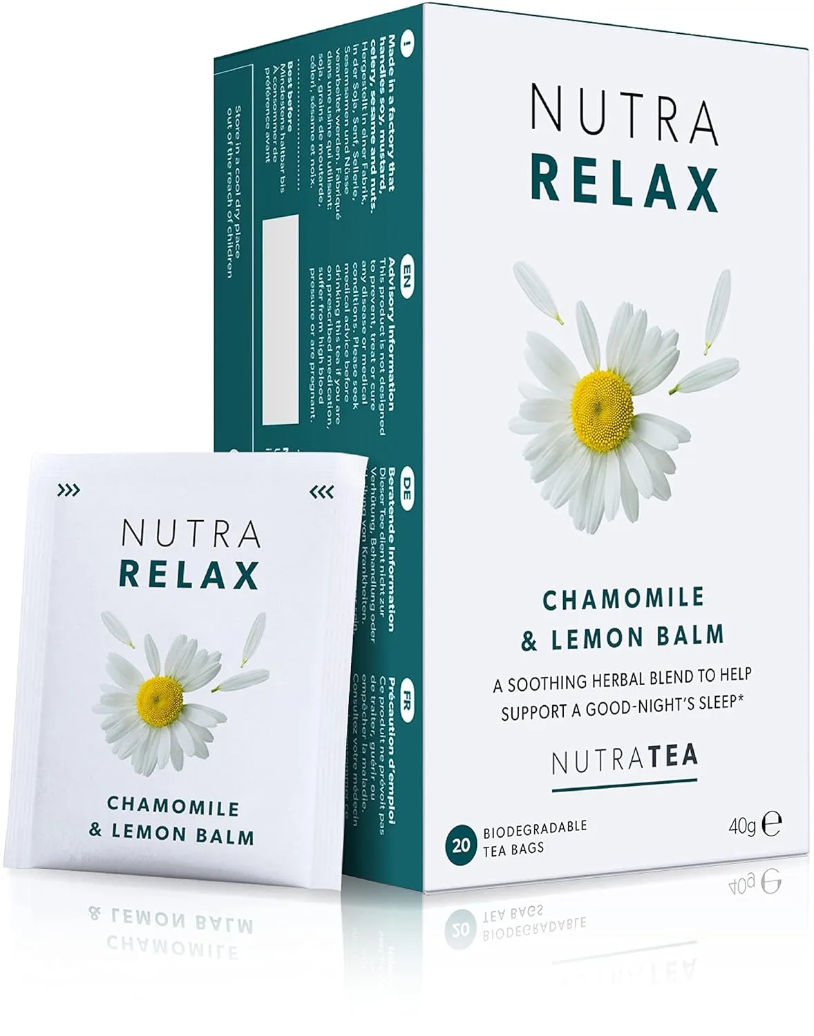 NUTRARELAX - Night Time Tea | Sleep Tea | Calm Tea - Includes Chamomile, Passionflower & Lemon Balm - 60 Enveloped Tea Bags - by Nutra Tea - Herbal Tea - (3 Pack)