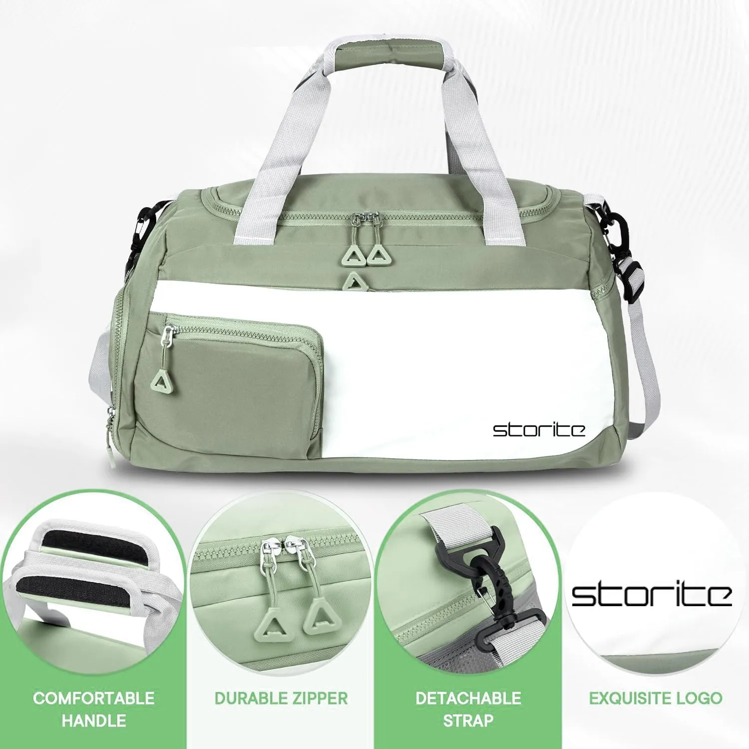 Nylon 48.5 cms Travel Duffle Bag for Women Muti- Pocket Sports Shoulder Duffel Bag with Wet Pocket & Shoe Compartment Weekender Overnight Travel Luggage Garment Bag, Green, Style - 2