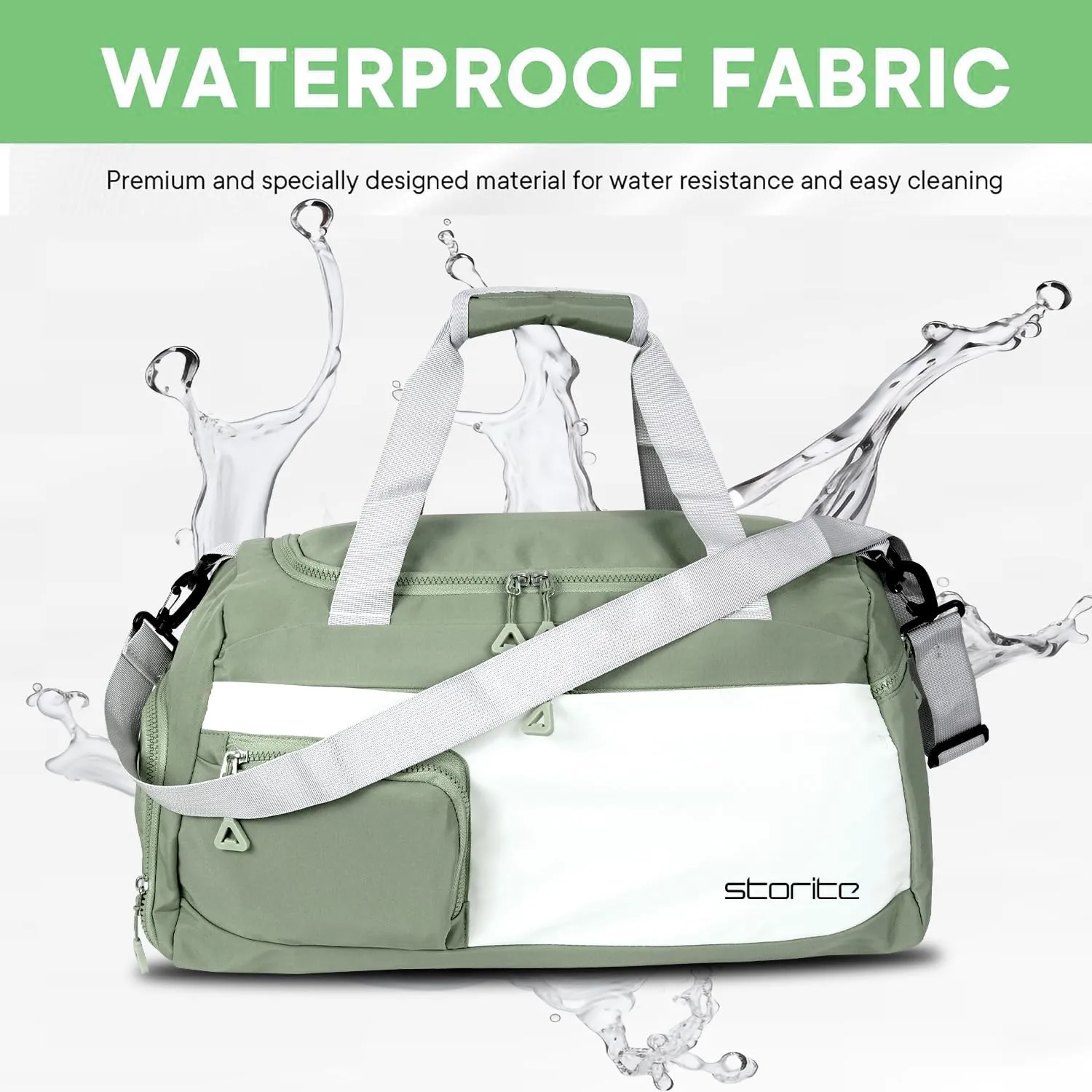 Nylon 48.5 cms Travel Duffle Bag for Women Muti- Pocket Sports Shoulder Duffel Bag with Wet Pocket & Shoe Compartment Weekender Overnight Travel Luggage Garment Bag, Green, Style - 2