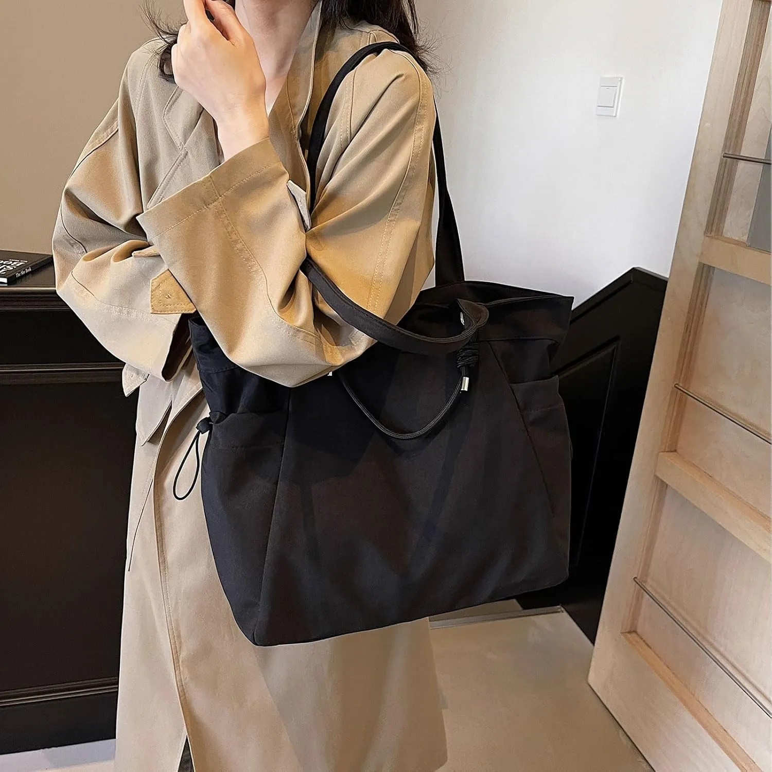 Nylon Hobo Bag Plain Casual Shoulder Bag Laptop Bag Tote Bag Stachel Bag Travel Daypacks