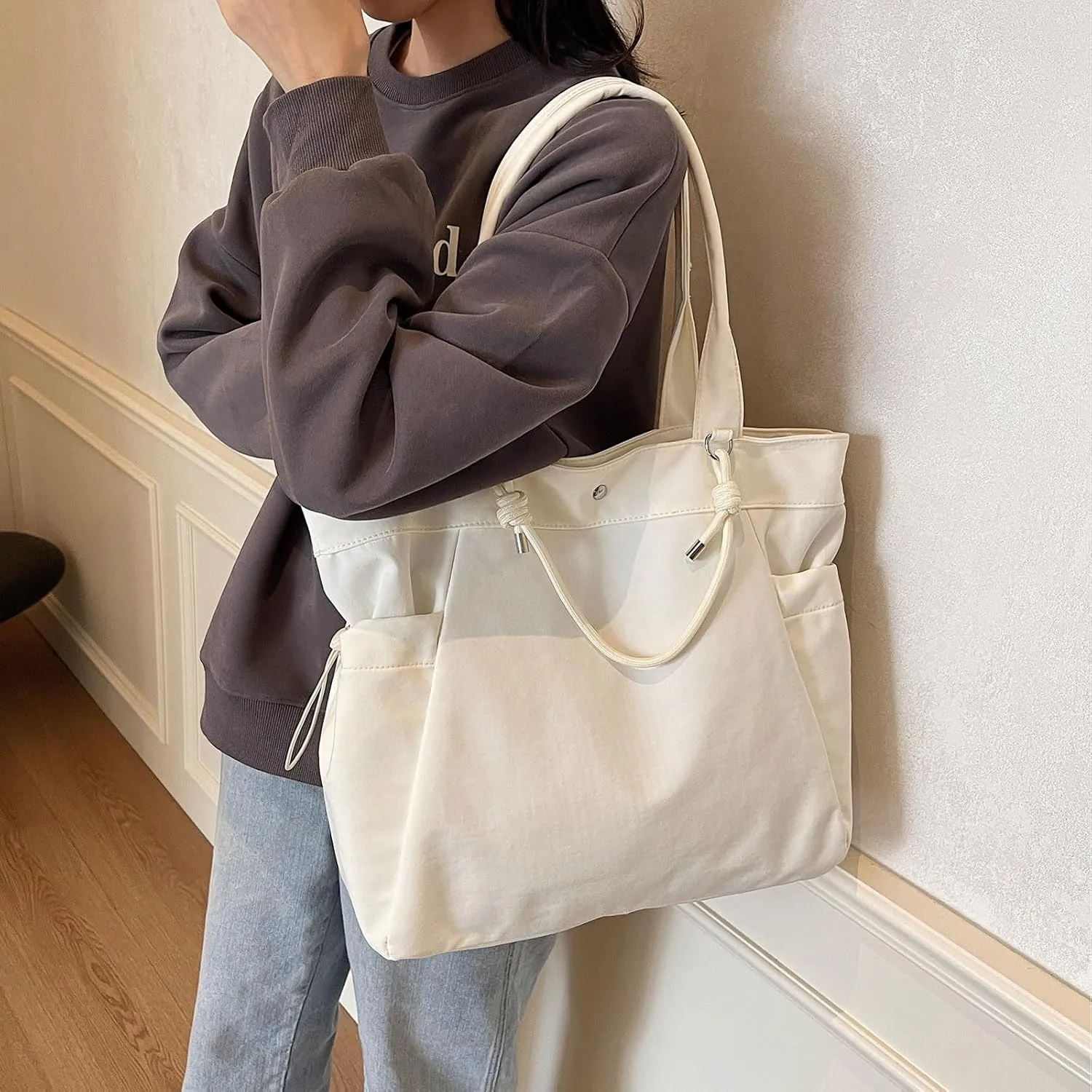 Nylon Hobo Bag Plain Casual Shoulder Bag Laptop Bag Tote Bag Stachel Bag Travel Daypacks