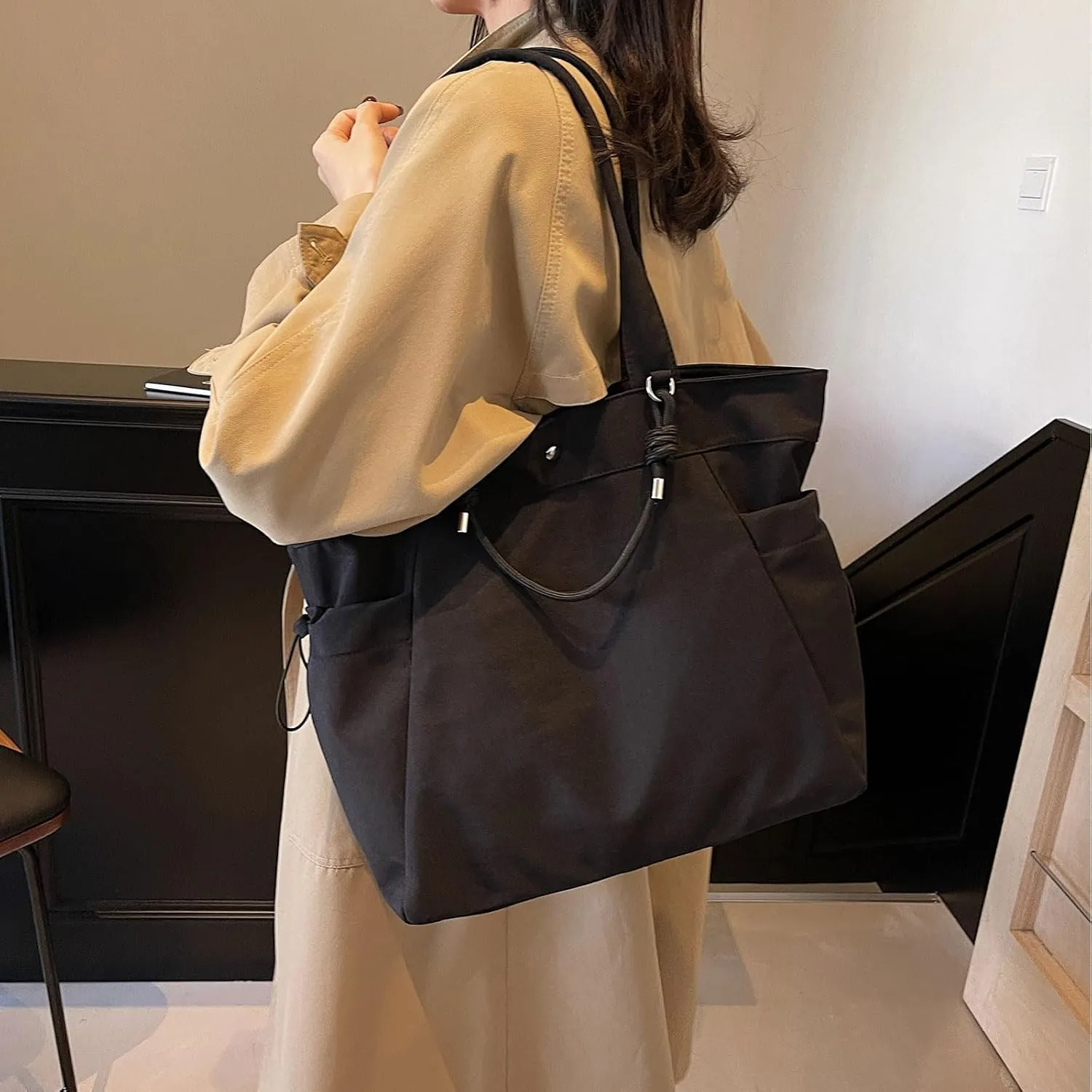 Nylon Hobo Bag Plain Casual Shoulder Bag Laptop Bag Tote Bag Stachel Bag Travel Daypacks