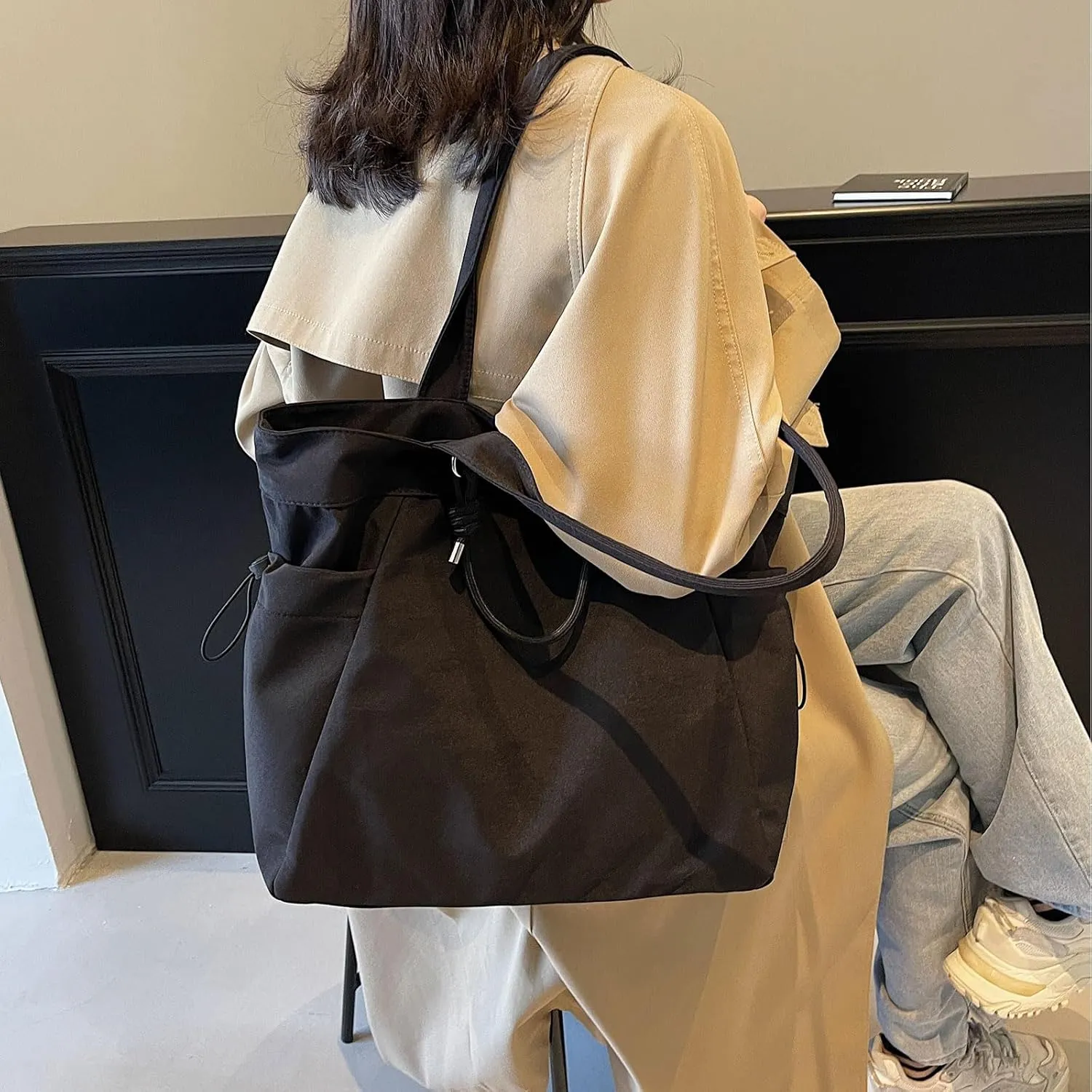 Nylon Hobo Bag Plain Casual Shoulder Bag Laptop Bag Tote Bag Stachel Bag Travel Daypacks