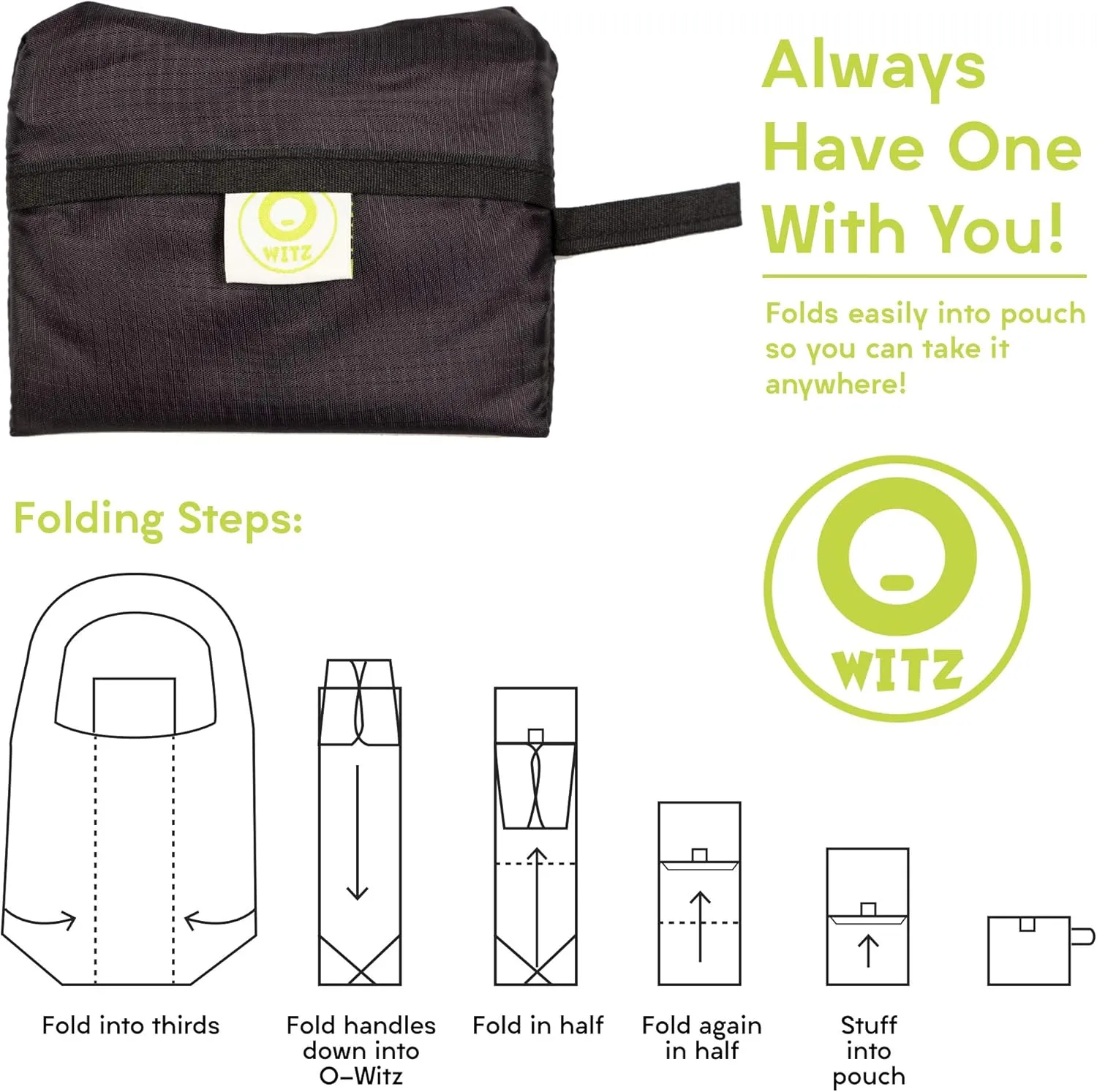 O-WITZ Reusable Grocery Bags | Vibrant Tote Bag For Groceries, Gym, Office Supplies, Beach Gear, Toys & More | Washable Design | Large Handles For Maximum Convenience | Folds Into A Small Pouch, Sloth