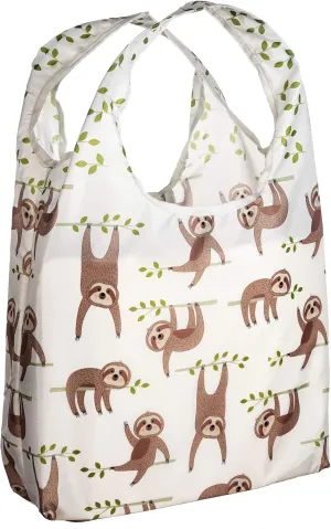 O-WITZ Reusable Grocery Bags | Vibrant Tote Bag For Groceries, Gym, Office Supplies, Beach Gear, Toys & More | Washable Design | Large Handles For Maximum Convenience | Folds Into A Small Pouch, Sloth