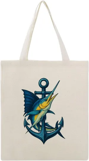 Ocean's Pride Sailfish Adventure Canvas Tote Bag Reusable Shopping Bag
