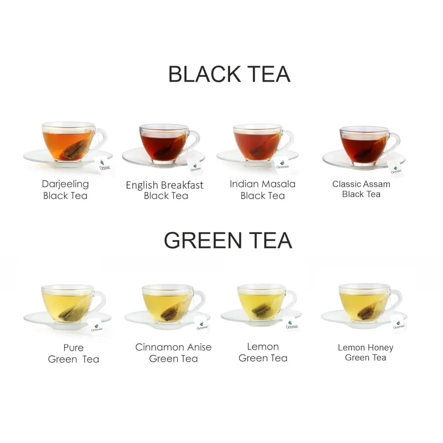 Octavius, Gift's Select - Assorted Tea in Wooden Box | 6 Flavors, 60 Tea Bags | Black & Green Tea | Tea Gifts for Women & Men | Pack of 1