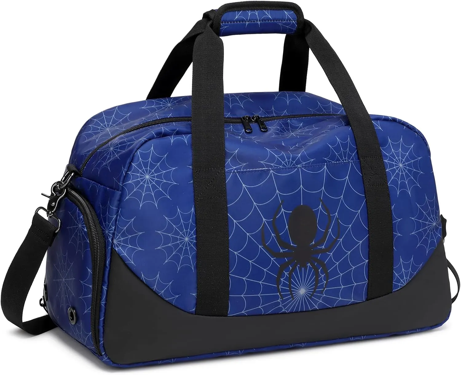 Octsky Kids Sports Gym Bag Boys Girls Overnight Weekend Bag with Shoe Compartment Small Soccer Duffel Football Bag, Spider blue