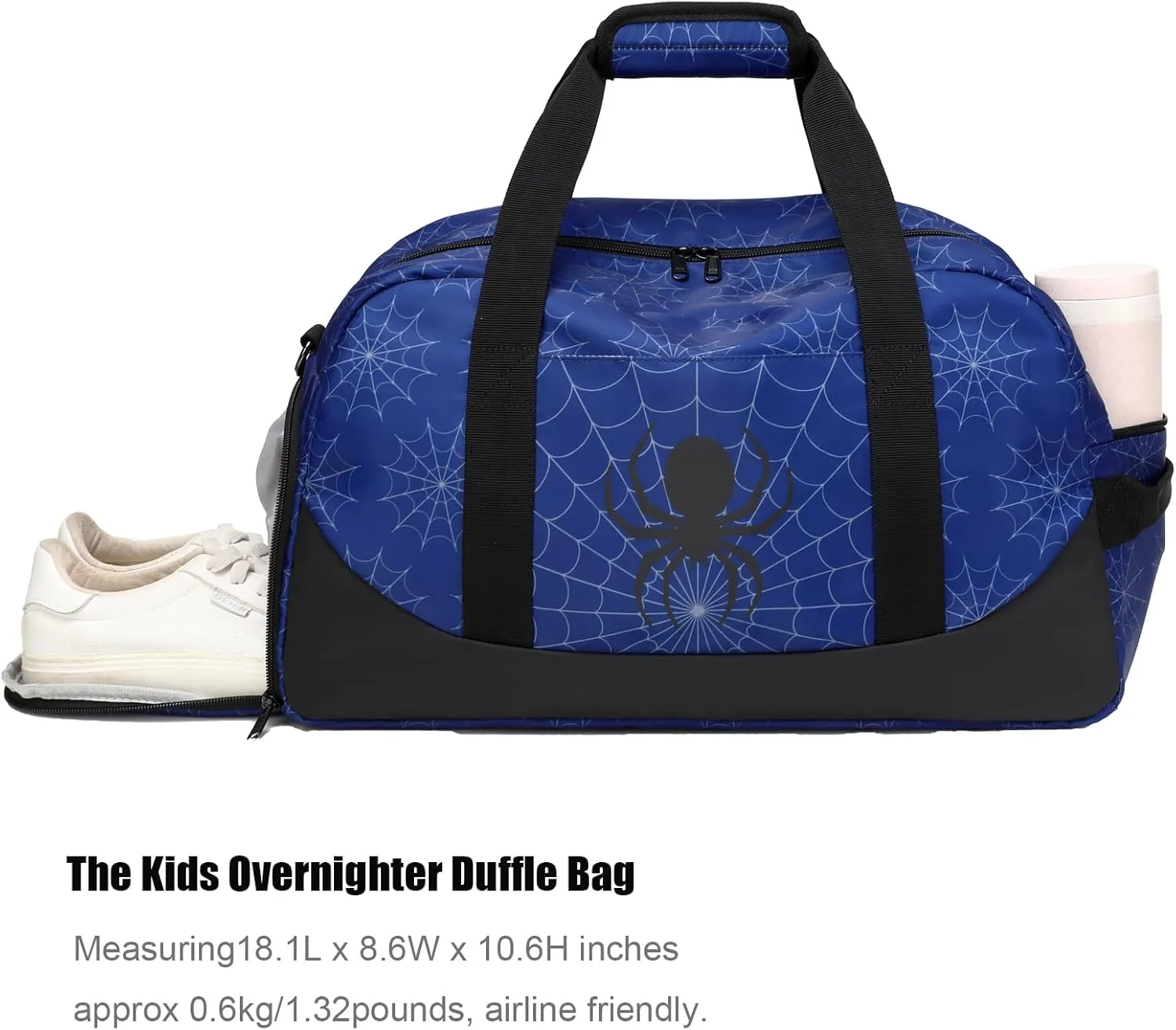Octsky Kids Sports Gym Bag Boys Girls Overnight Weekend Bag with Shoe Compartment Small Soccer Duffel Football Bag, Spider blue