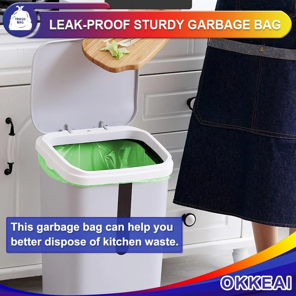 OKKEAI Large Garbage Bags 13 Gallon Tall Kitchen Green Trash Bags 49 Liter Bin Liners for Lawn Yard,Home,Office,60 Counts (Fits 10-15 Gallon Bins)