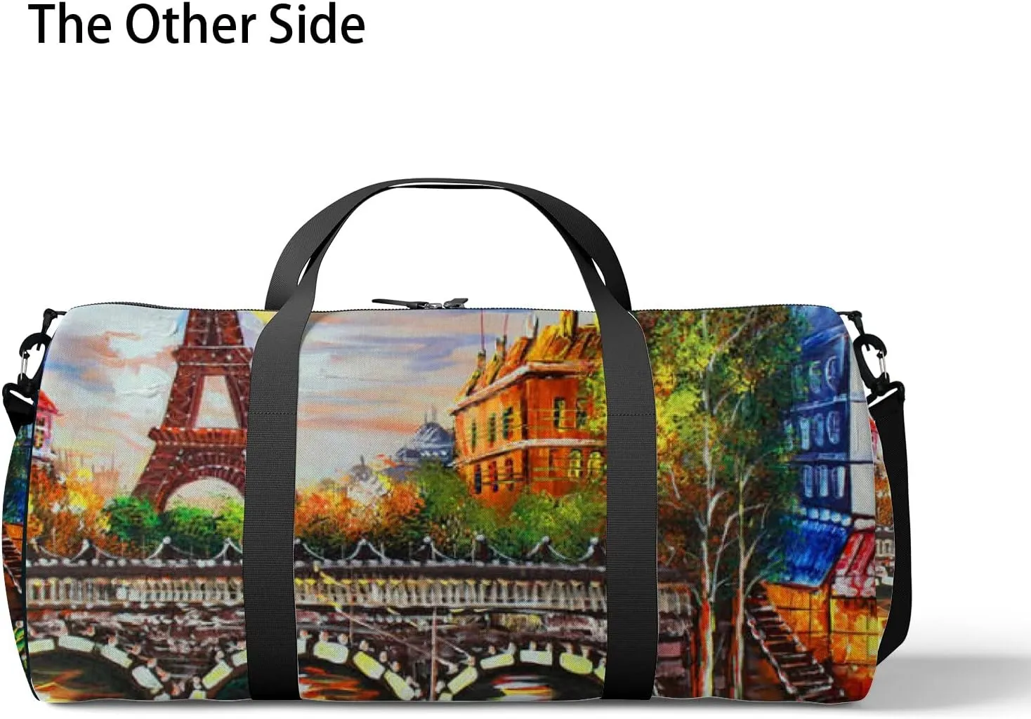 Orange Beautiful Eiffel Tower City View Sports Bag Tote Bag Waterproof Gym Bag with Shoulder Strap Zipper 2 Side Pockets for Men and Women, Travel and Storage Shoulder Bag.