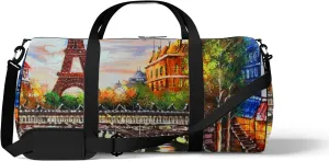 Orange Beautiful Eiffel Tower City View Sports Bag Tote Bag Waterproof Gym Bag with Shoulder Strap Zipper 2 Side Pockets for Men and Women, Travel and Storage Shoulder Bag.