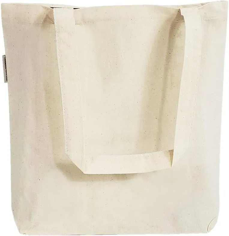 Organic Cotton Canvas Tote Bags - 12 Pack Natural Eco Friendly Reusable Bags