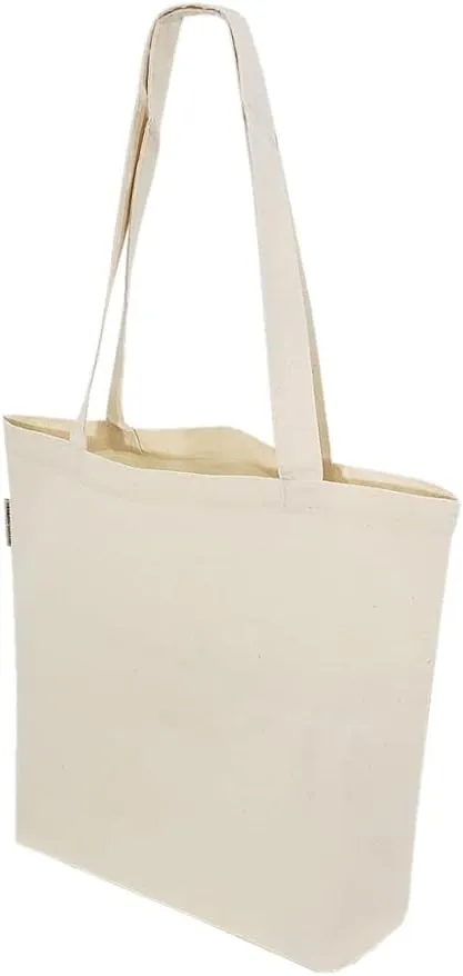 Organic Cotton Canvas Tote Bags - 12 Pack Natural Eco Friendly Reusable Bags