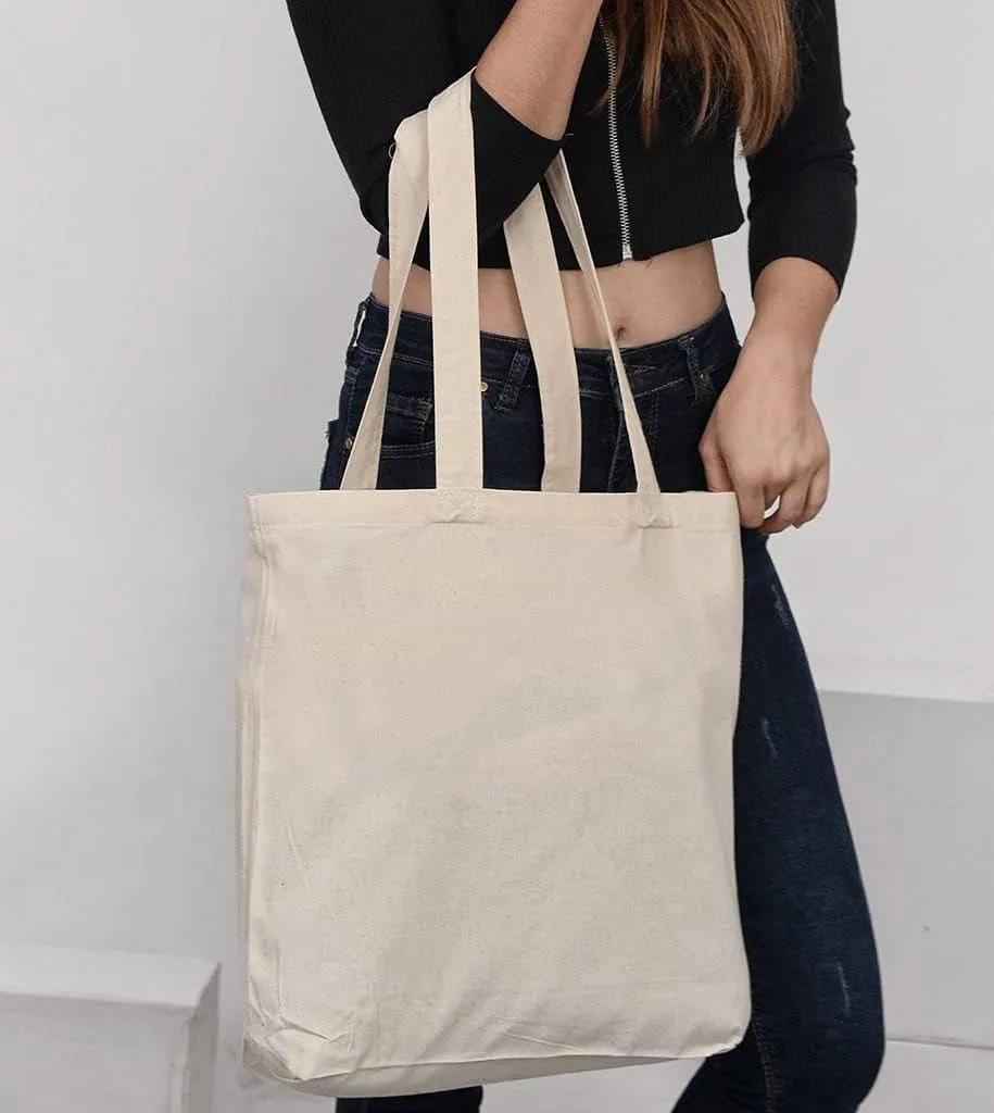 Organic Cotton Canvas Tote Bags - 12 Pack Natural Eco Friendly Reusable Bags