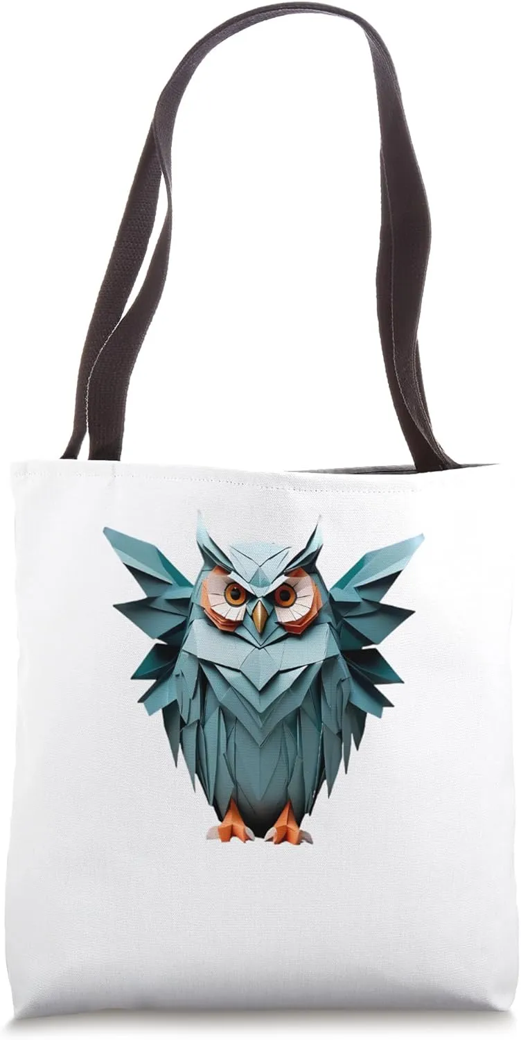 Origami Style Owl in Minimalist Geometric Look Tote Bag