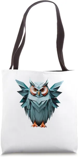 Origami Style Owl in Minimalist Geometric Look Tote Bag