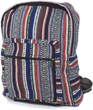 Original Collections Unisex Blue Woven Cotton Ethnic Hippie Backpack or Daypack