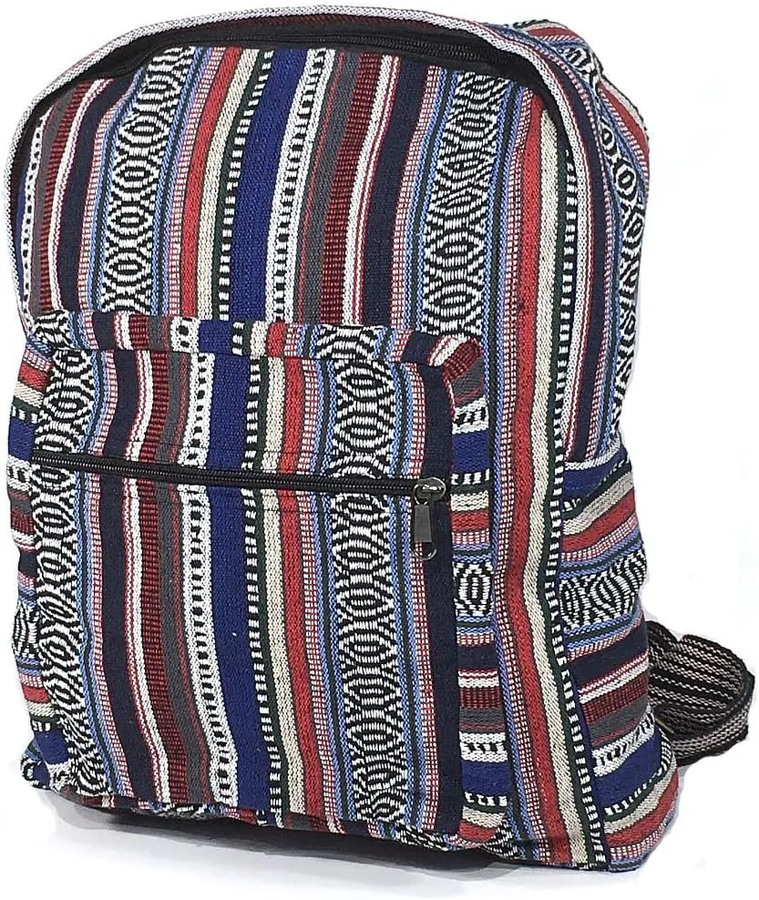 Original Collections Unisex Blue Woven Cotton Ethnic Hippie Backpack or Daypack