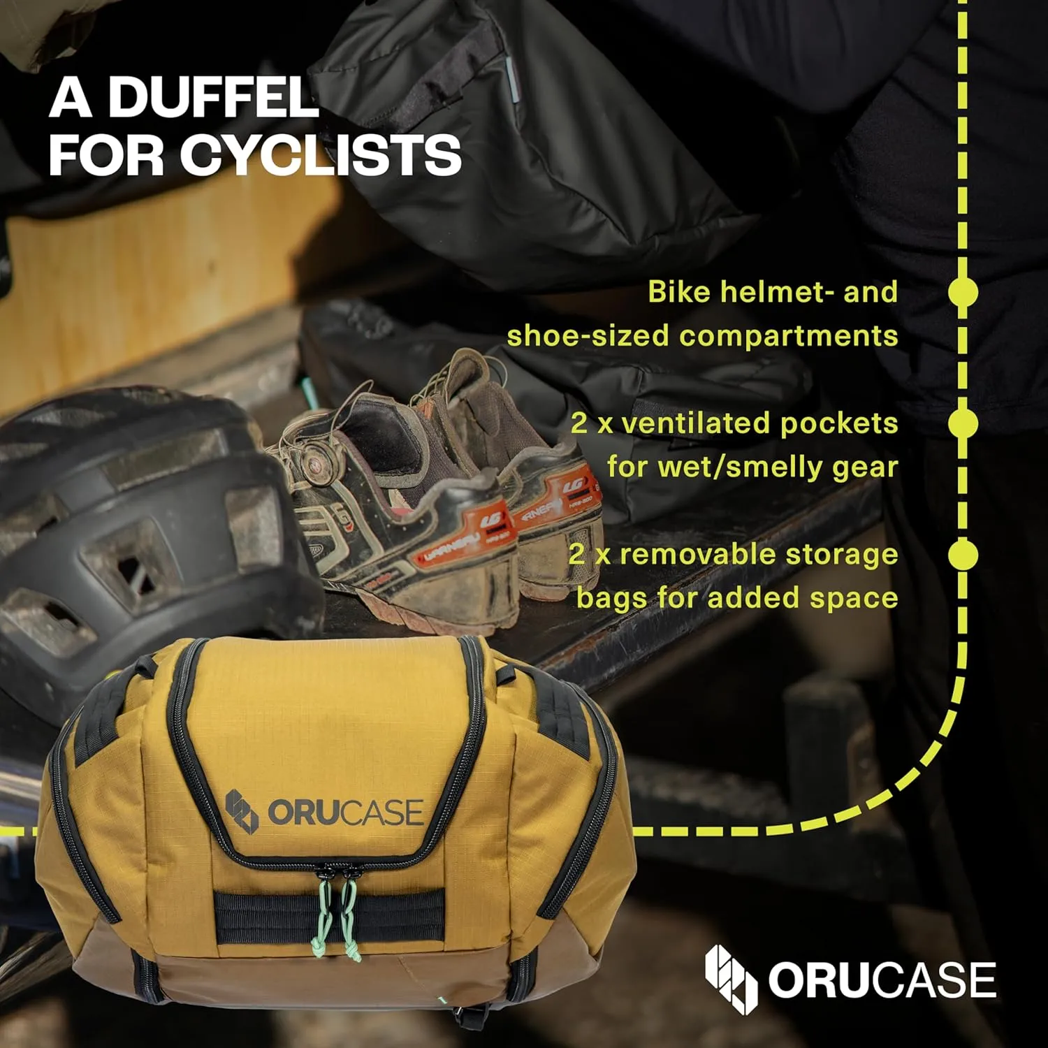 Orucase Janus Duffel Backpack for Cyclists - Gym Duffle Bag for Men & Women with Straps - Water Resistant Duffle Backpack for Travel - 40 L - Coyote