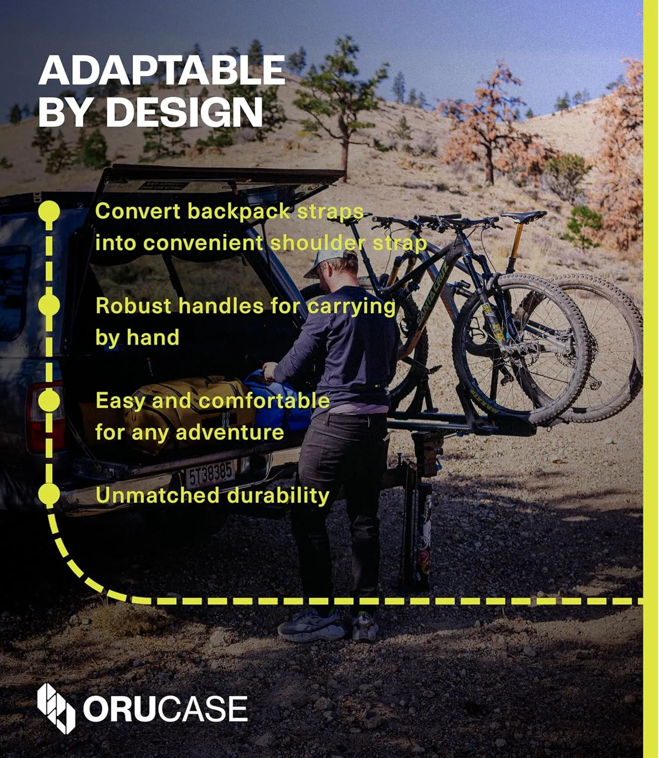 Orucase Janus Duffel Backpack for Cyclists - Gym Duffle Bag for Men & Women with Straps - Water Resistant Duffle Backpack for Travel - 40 L - Coyote