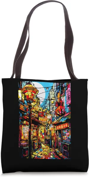 Osaka City Pop Stained Glass Japanese Aesthetic Tote Bag