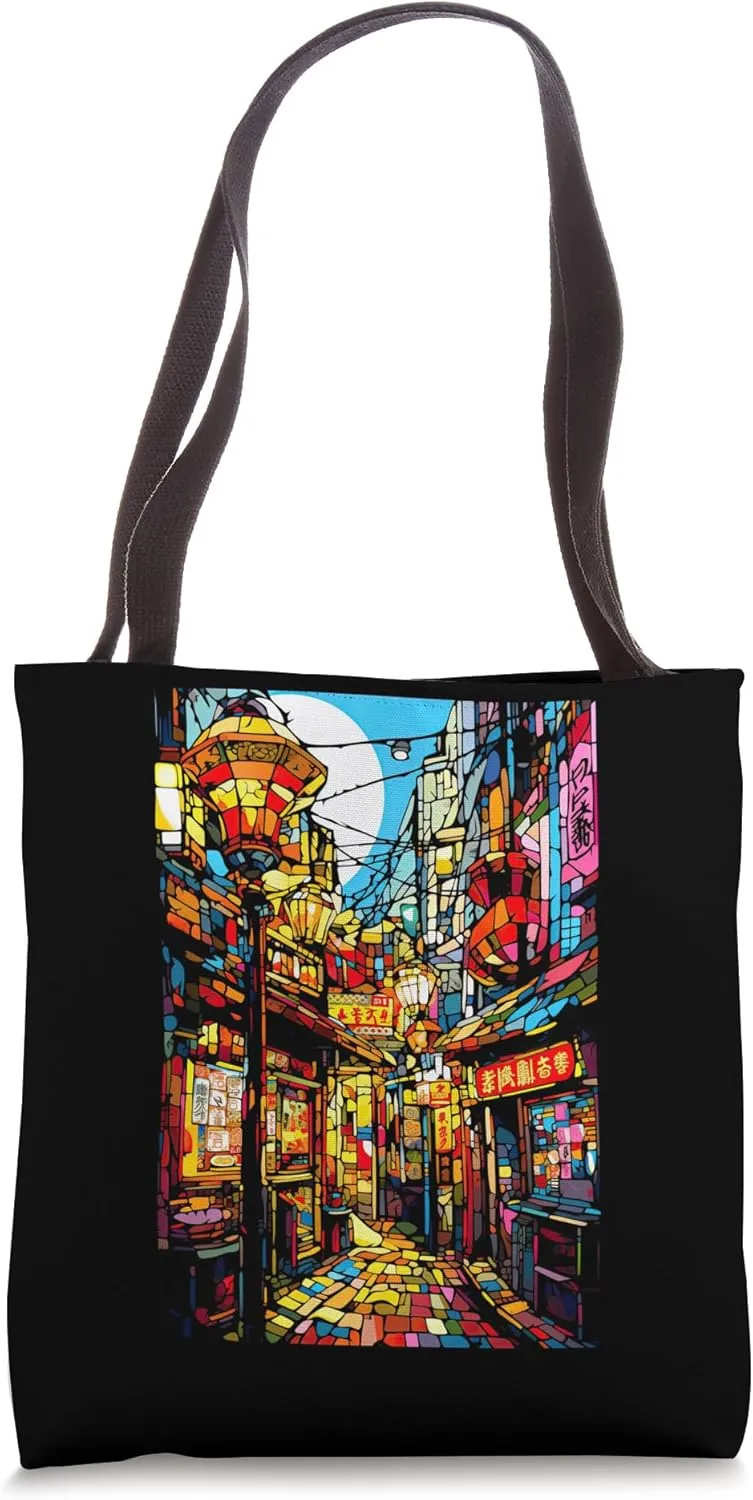 Osaka City Pop Stained Glass Japanese Aesthetic Tote Bag