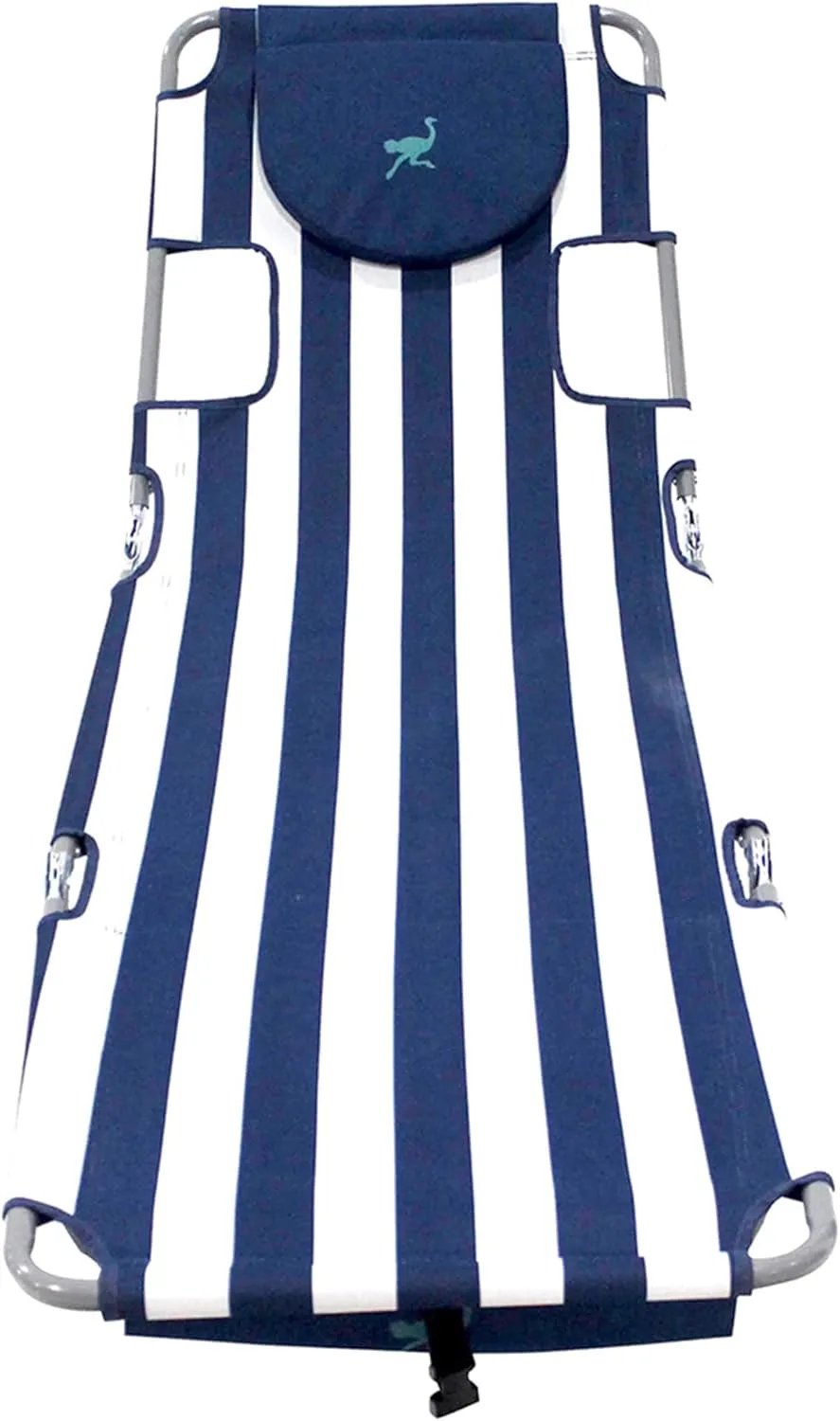 Ostrich Beach Lounge Chair, Folding & Reclining Outdoor Backpack Chaise Lounger, Navy/White Striped
