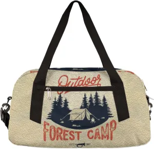 Outdoor Forest Camping Theme Kids Duffel Bag for Girls Boys Teens, Camping Oil Painting Dance Bag Overnight Small Duffel Bag Carry On Weekend Sports Gym Travel Bag for School Practice Gymnastics Ballet