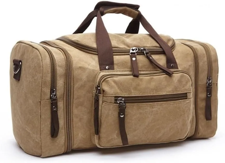 Oversized Waterproof Duffel Bag Canvas Duffle With Adjustable Shoulder Strap Carry On for Men For Overnight Trips