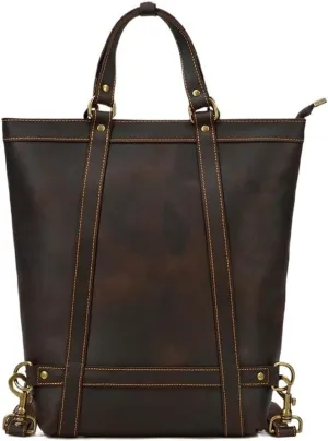 Oversized Waterproof Duffel Bag Genuine Leather Weekender Overnight Trips Brown Finish for Men & Women