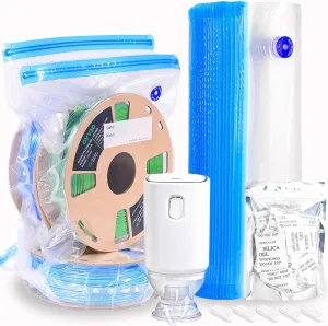 OVV3D Filament Storage Bags 30pcs, PLUS SIZE 32X34cm 3D Printer Filament Storage Bags Vacuum Sealed Kit with 30 Desiccants, Auto Pump,Perfect for 3D Filament Storage or Using After Filament Dryer Box