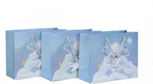 OWLSOME 12Pcs Premium Astronaut and Galaxy Gift Bags for Space Theme Birthday Party 12.6’’ Large Goodie Bags with Matching Hang Tags (Planet, Large)