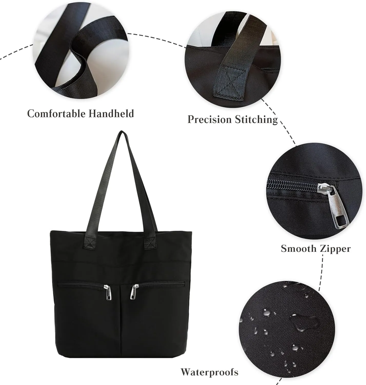 Oxford Tote Bag for Women Waterproof Handbag Large Capacity Shoulder Bag Multi-Pocket Top Handle Bag Casual Hobo Bag