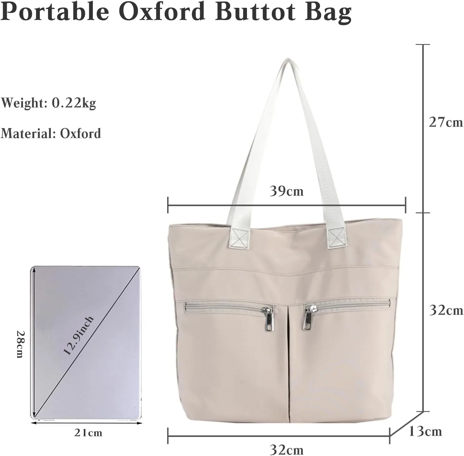 Oxford Tote Bag for Women Waterproof Handbag Large Capacity Shoulder Bag Multi-Pocket Top Handle Bag Casual Hobo Bag