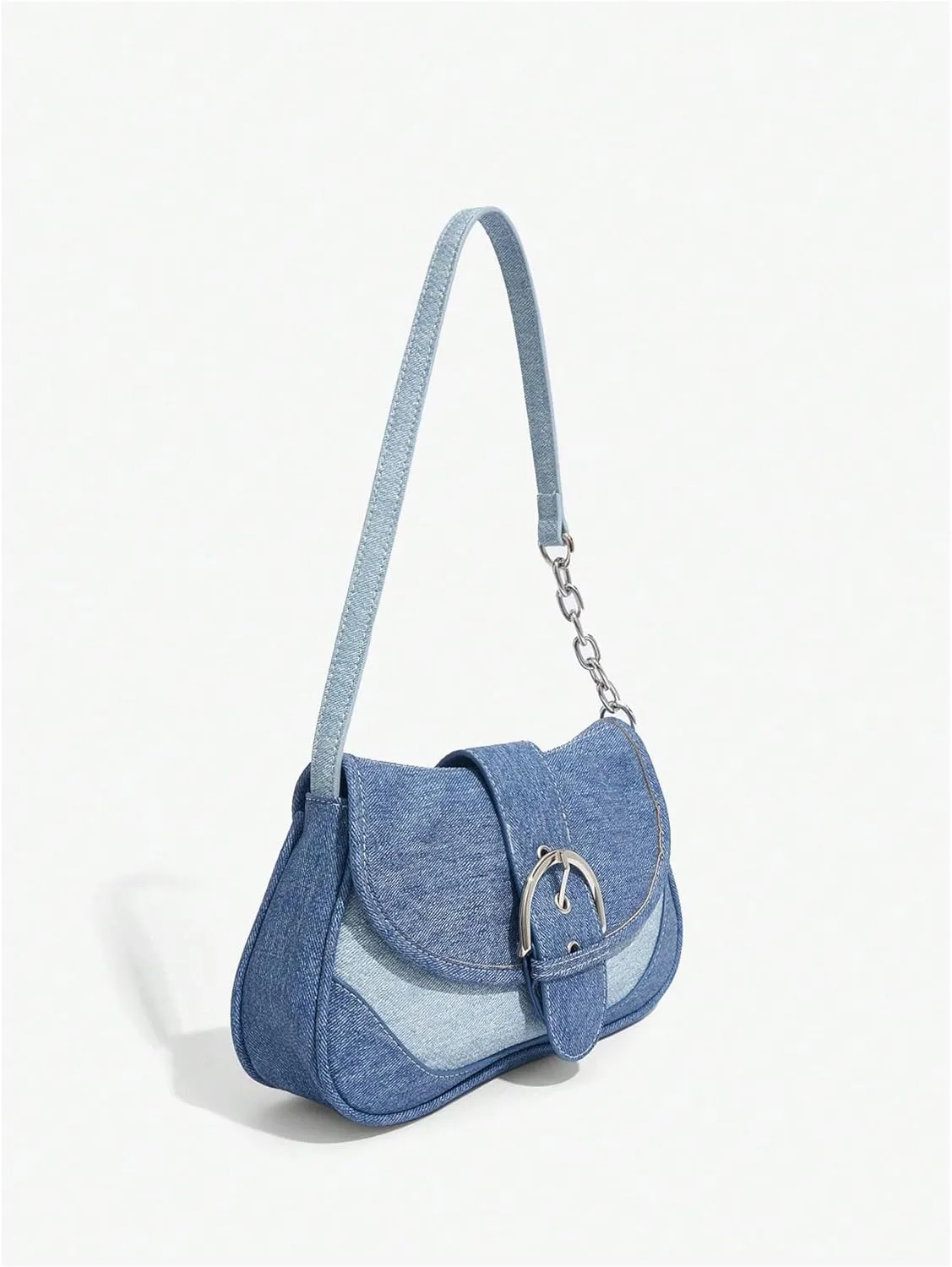 OYOANGLE Women's Y2K Color Block Hobo Shoulder Bags Top Handle Small Clutch Totes Denim Canvas Shoulder Crossbody Bags