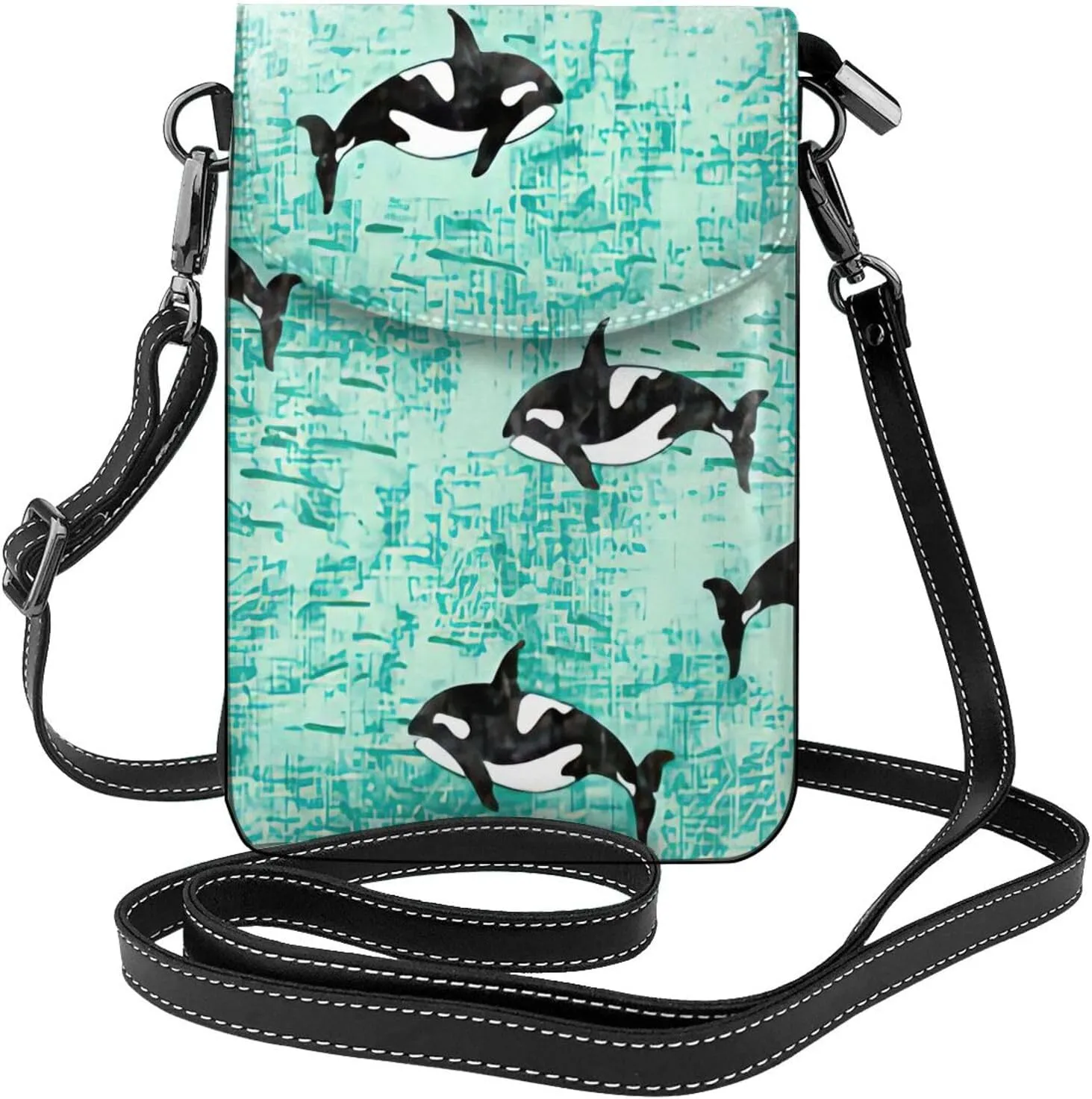 Pacific Ocean biological Print crossbody cell phone purse for women,trendy mini handbag with credit card slots