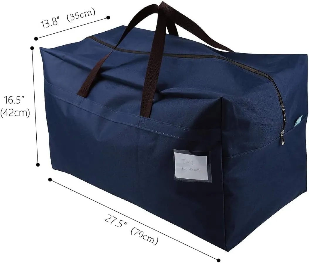 Pack of 3 100L Large Size Clothing Bedding Storage Bags with Carry Handles, Duffle Bag for Travel Big Carry Bag for RV Travel, House Moving Bags, Blue